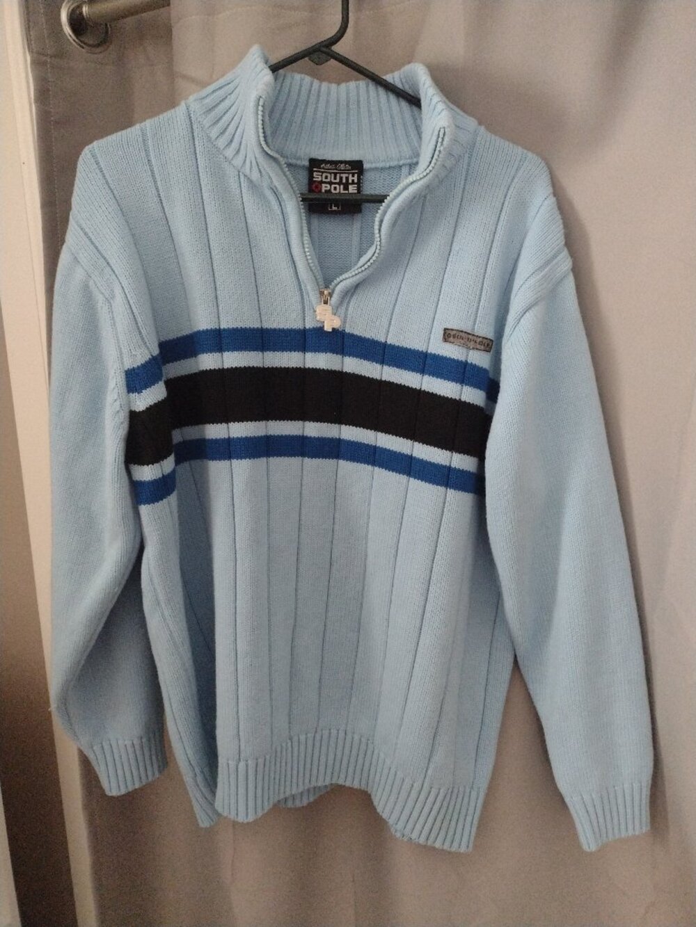 Vintage South Pole light blue zip up turtleneck size large